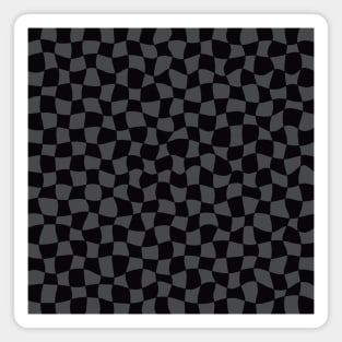 Warped Checkerboard, Black and Grey Magnet